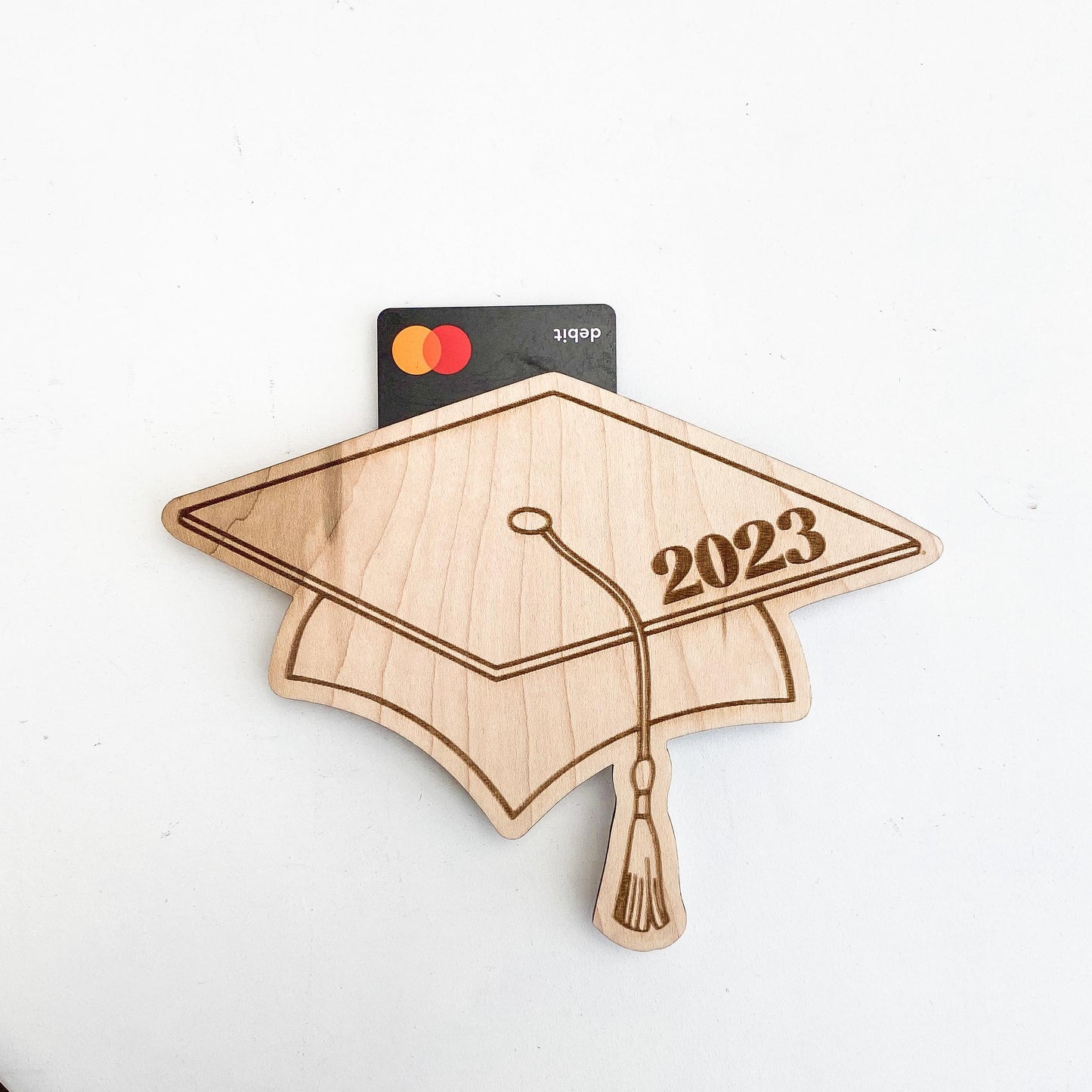 Graduate gift card holder in maple wood, personalized graduation gift for high school or college