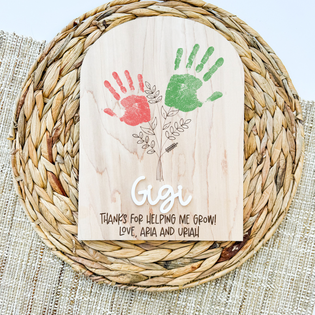 Personalized handprint flower keepsake sign for Mom and Grandma, Mother's Day gift from kids