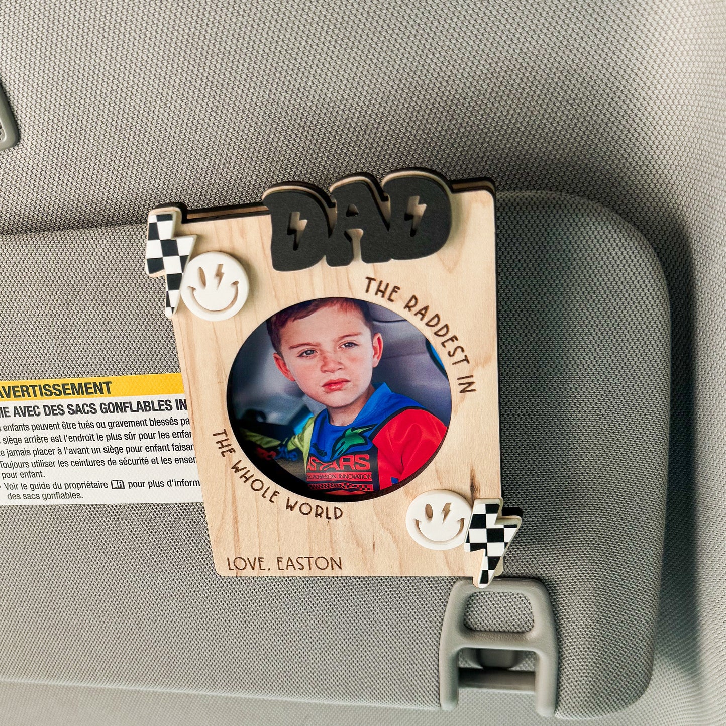 personalized dad photo frame attached to car visor clip gift for father day
