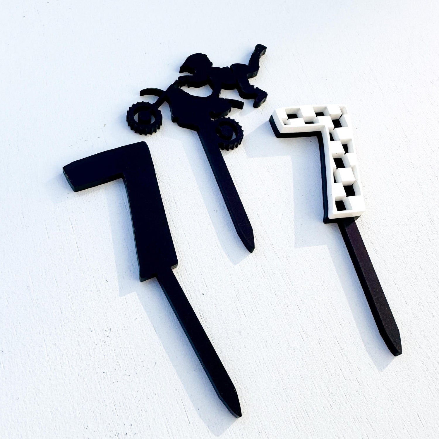 Acrylic Cup Cake Topper | Birthday Party Decor | Dirt Bike Party | boys motocross birthday theme | Cupcake Birthday decor | checkerboard