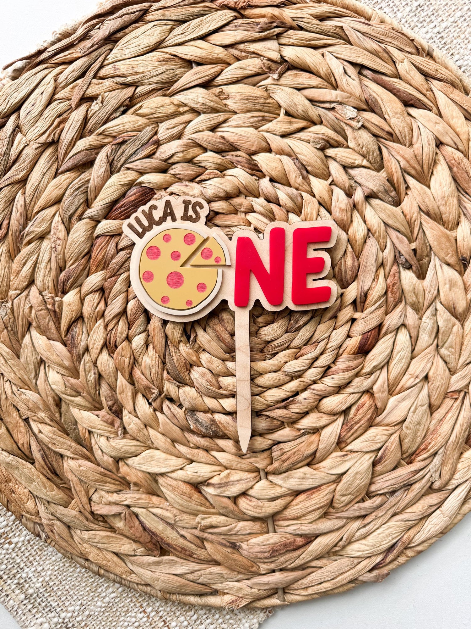 Pizza First Birthday Cake Topper | Custom Birthday Party Decor | 1st birthday Pizza Party | one whole year birthday theme | slice of fun