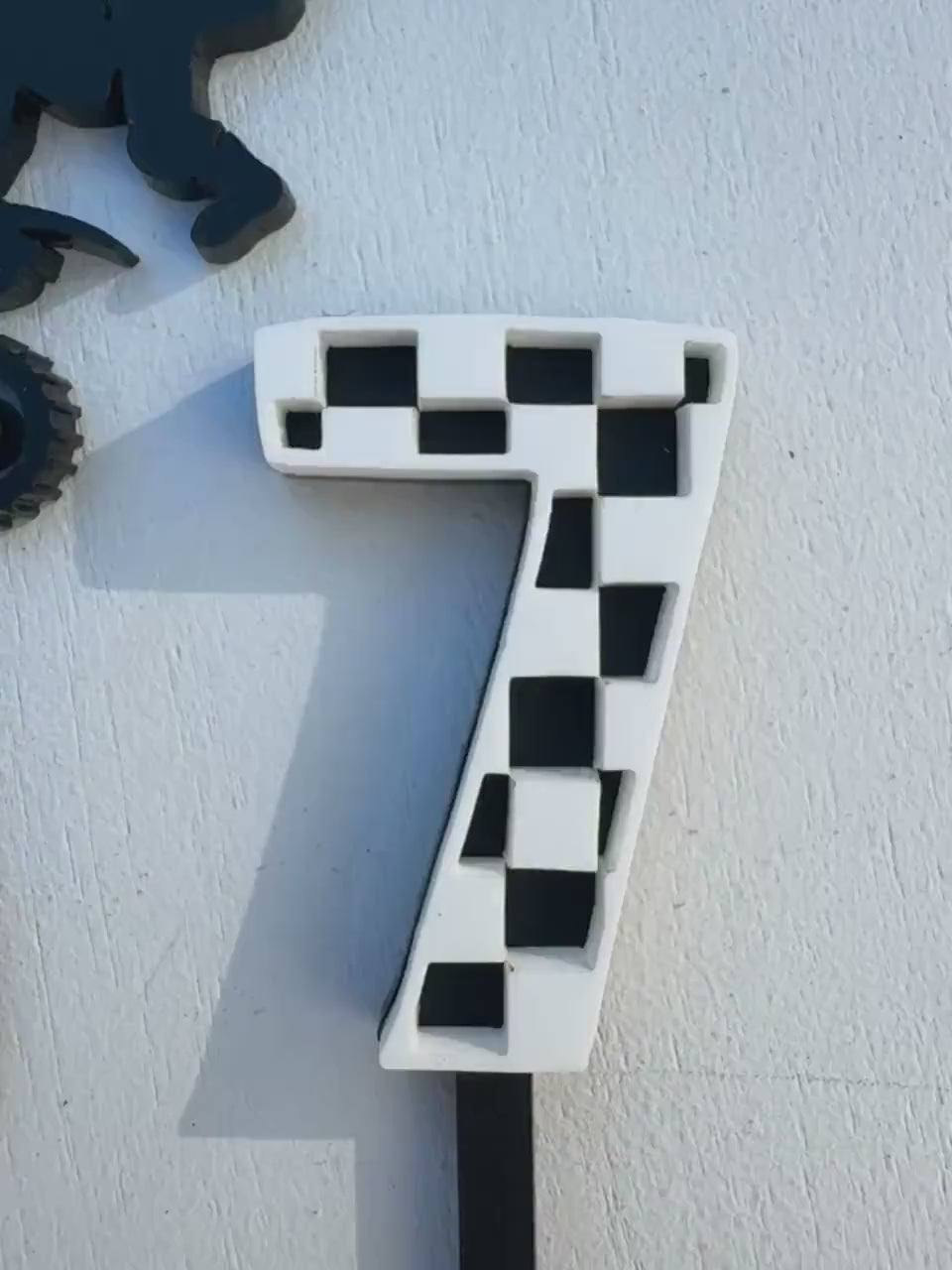 Acrylic Cup Cake Topper | Birthday Party Decor | Dirt Bike Party | boys motocross birthday theme | Cupcake Birthday decor |  checkerboard