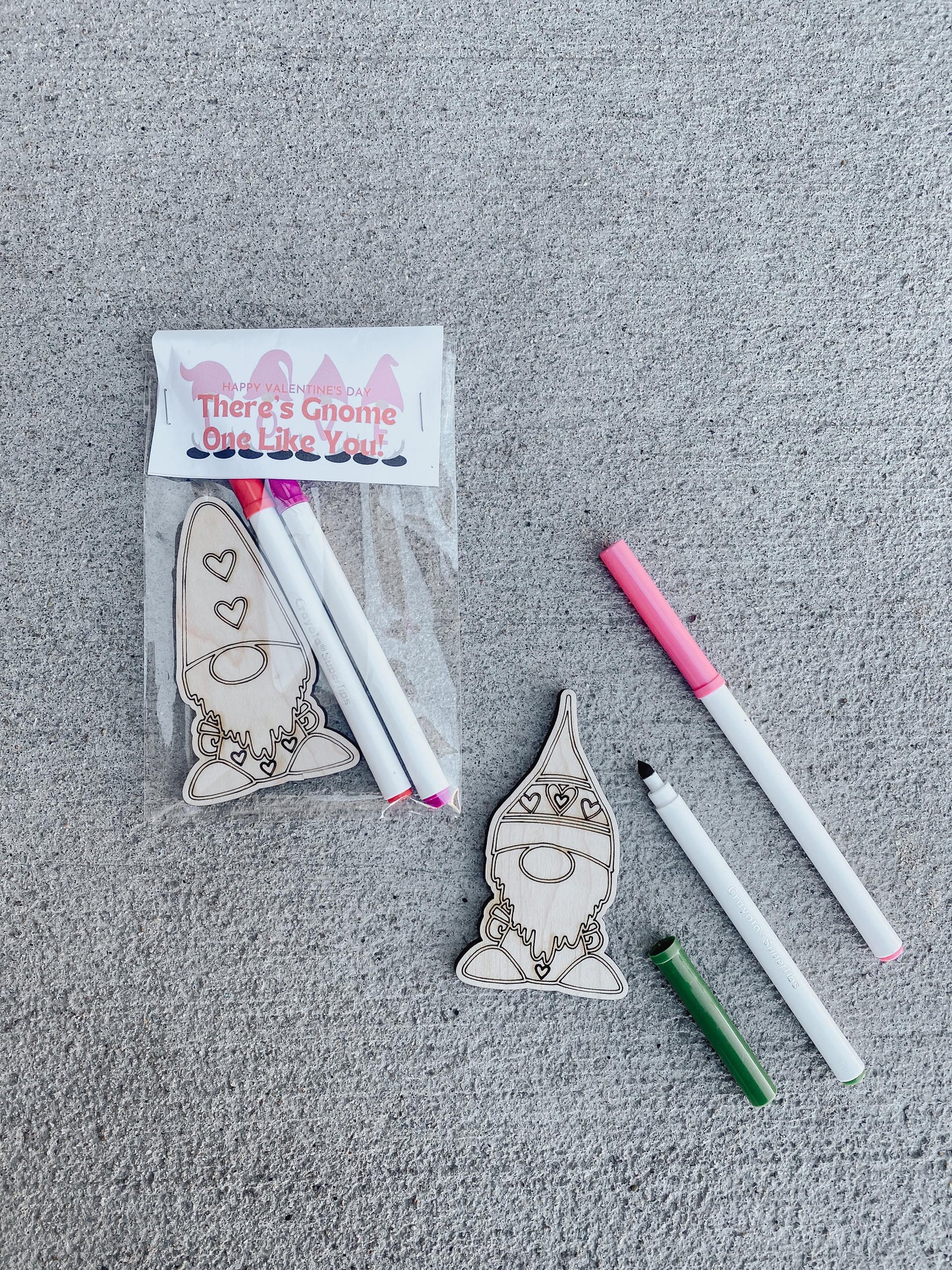 Color your own gnome Valentine cards for kids classroom exchange, non-candy gift
