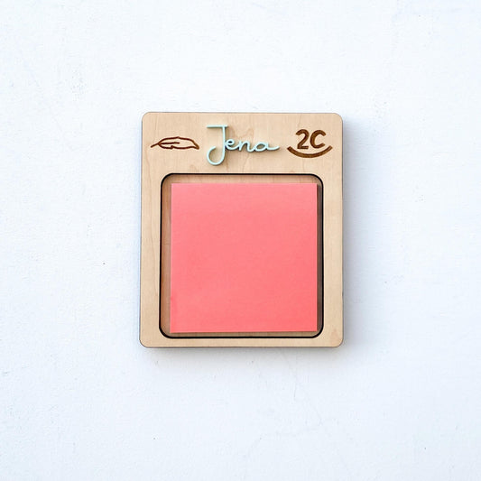 Custom ranch brand sticky note holder in maple wood with personalized brand design