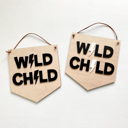 Wild Child maple wood wall sign for kids room or nursery, boho playroom decor