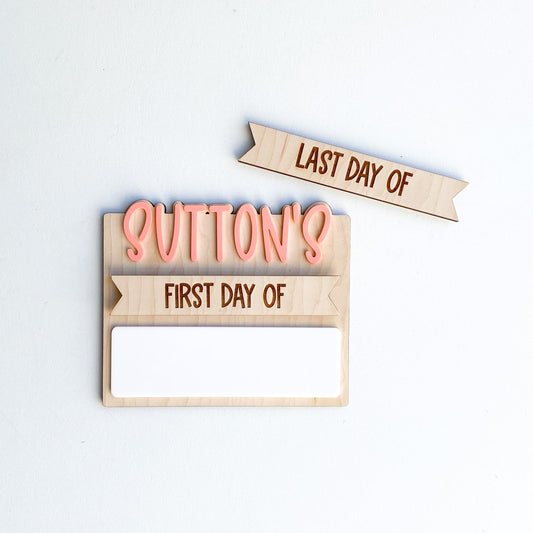 Personalized grade-only back to school sign in wood and acrylic, first day photo board