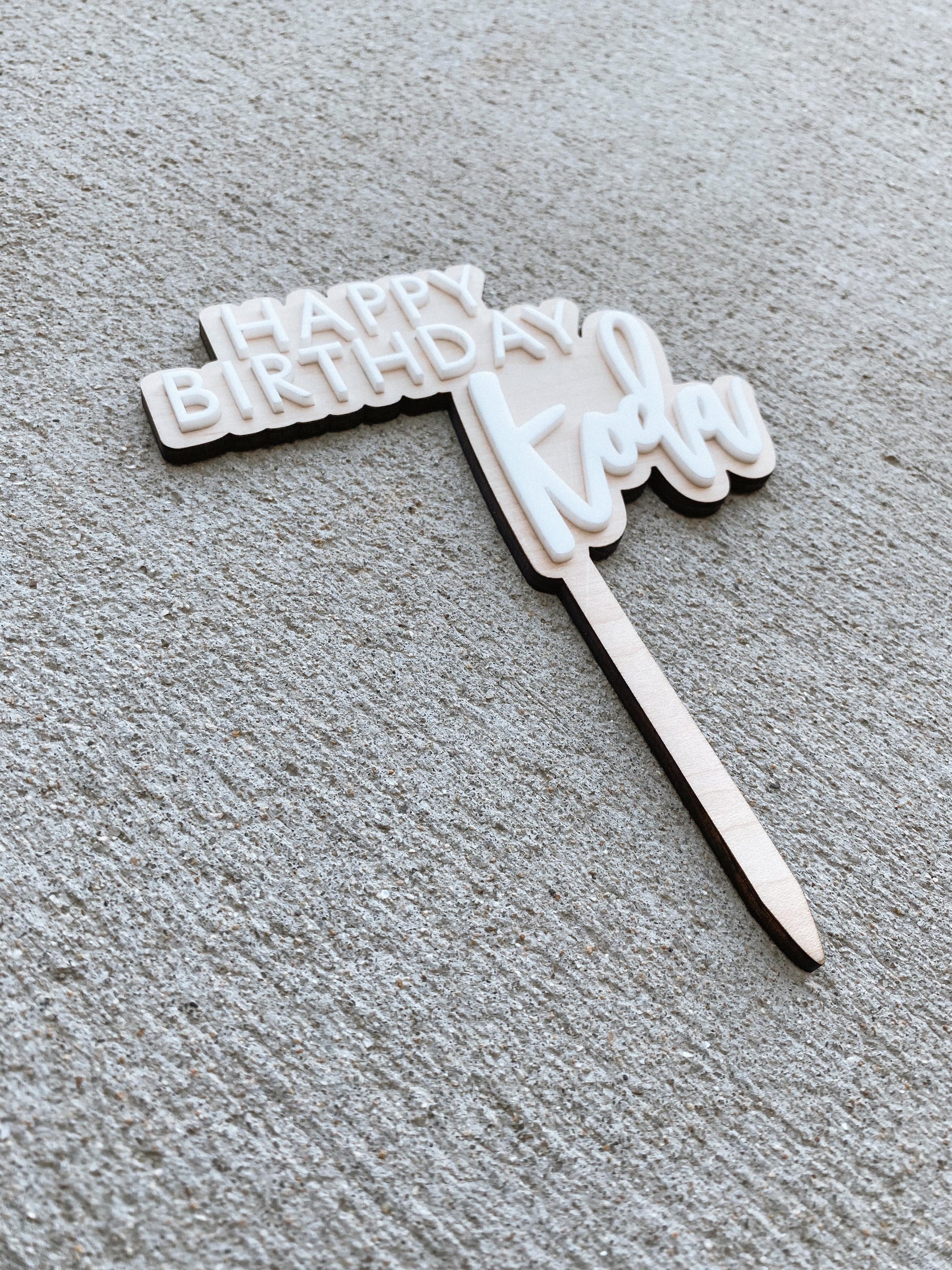 Happy Birthday Modern Cake Topper | Personalized Wood & Acrylic ...