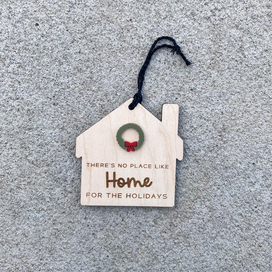 There's No Place Like Home personalized maple wood Christmas ornament, holiday keepsake