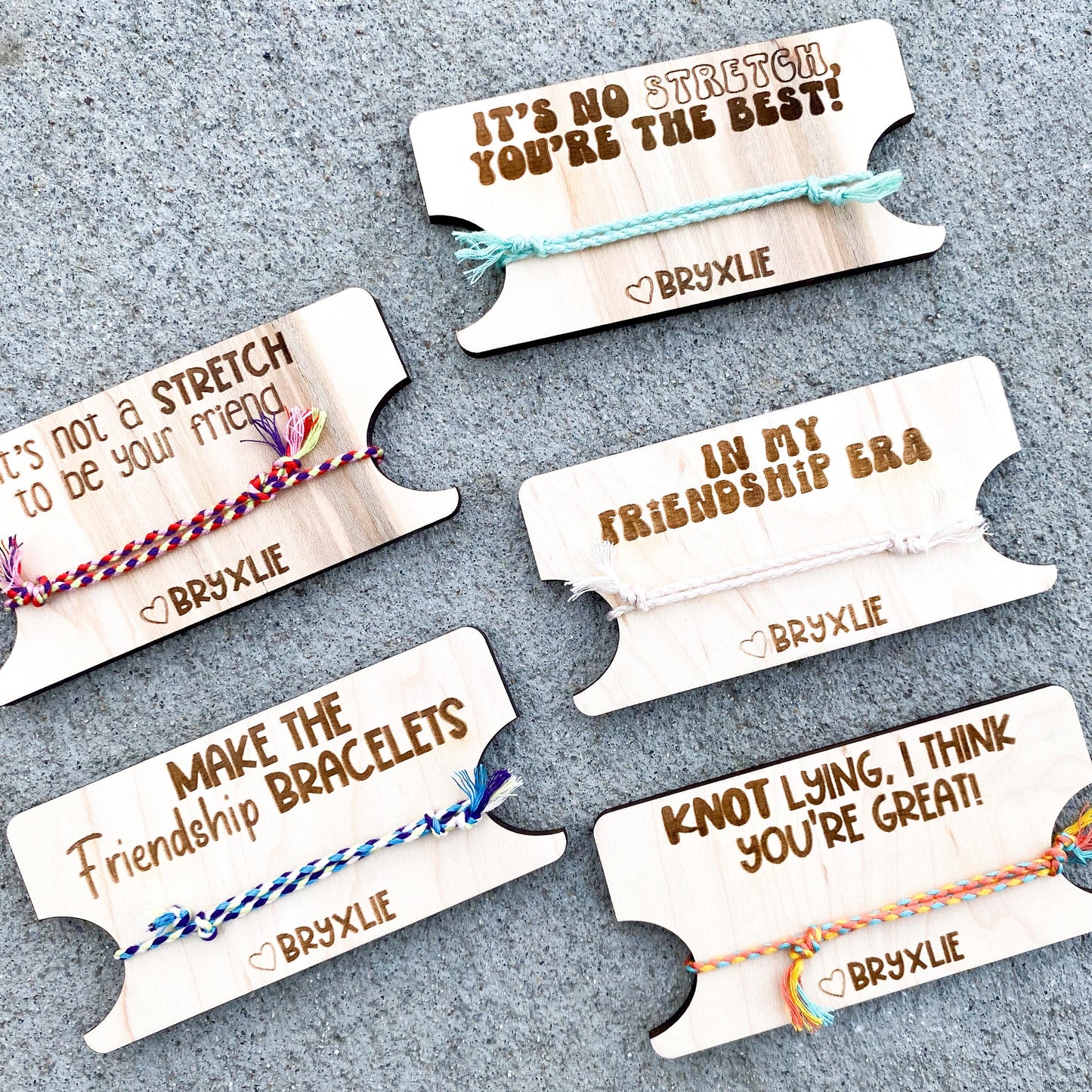 Friendship bracelet Valentine card with attached bracelet for classroom party