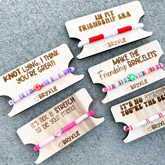 Friendship bracelet Valentine cards for kids classroom exchange, non-candy wearable gift