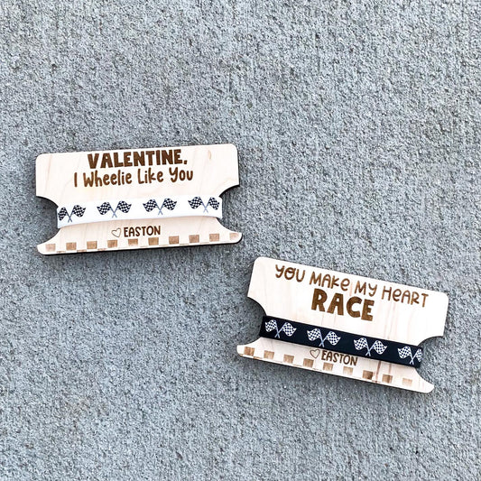 Dirt bike motocross bracelet Valentine cards for boys classroom exchange, non-candy