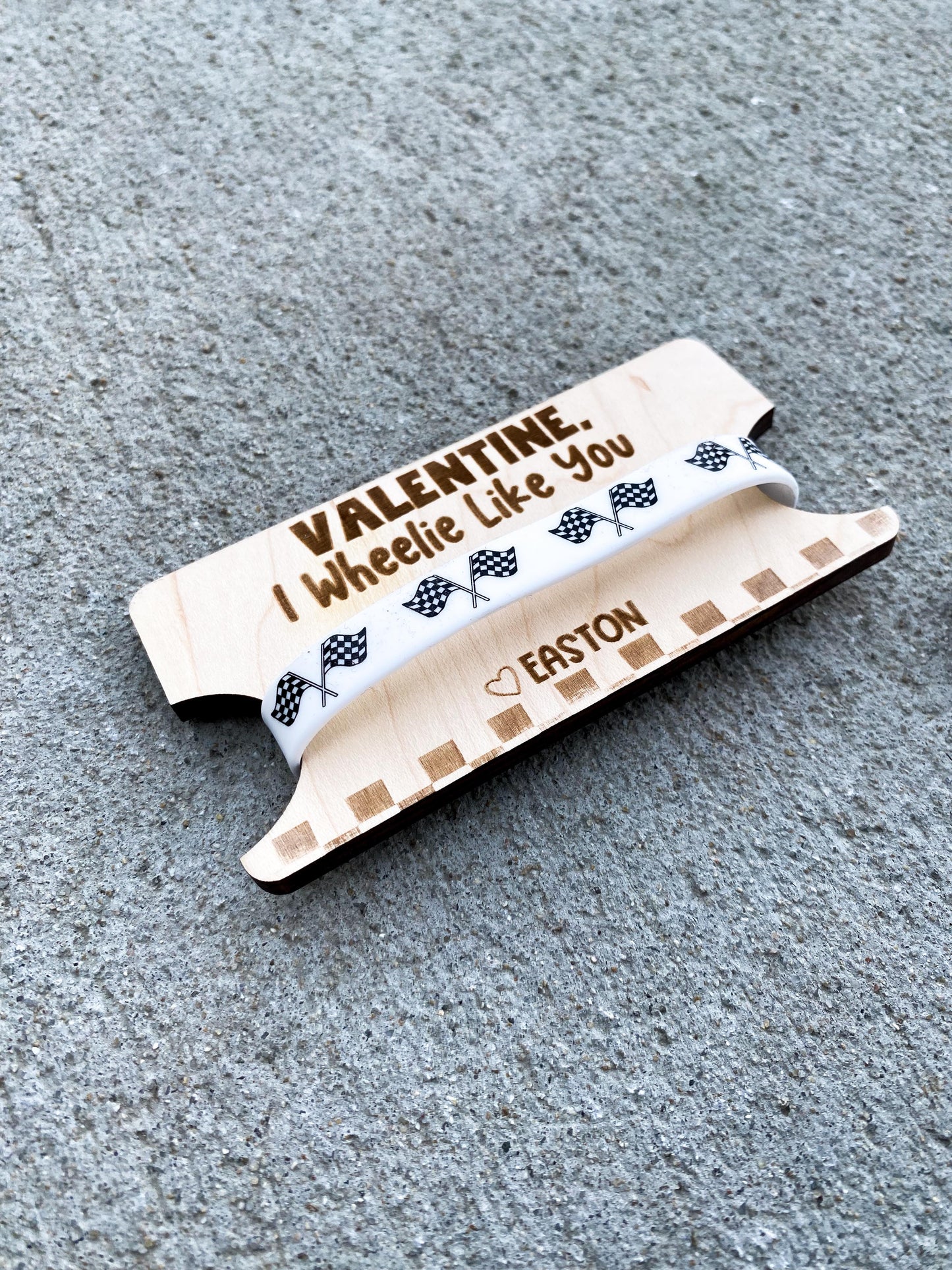 Dirt bike bracelet Valentine cards displayed together for kids