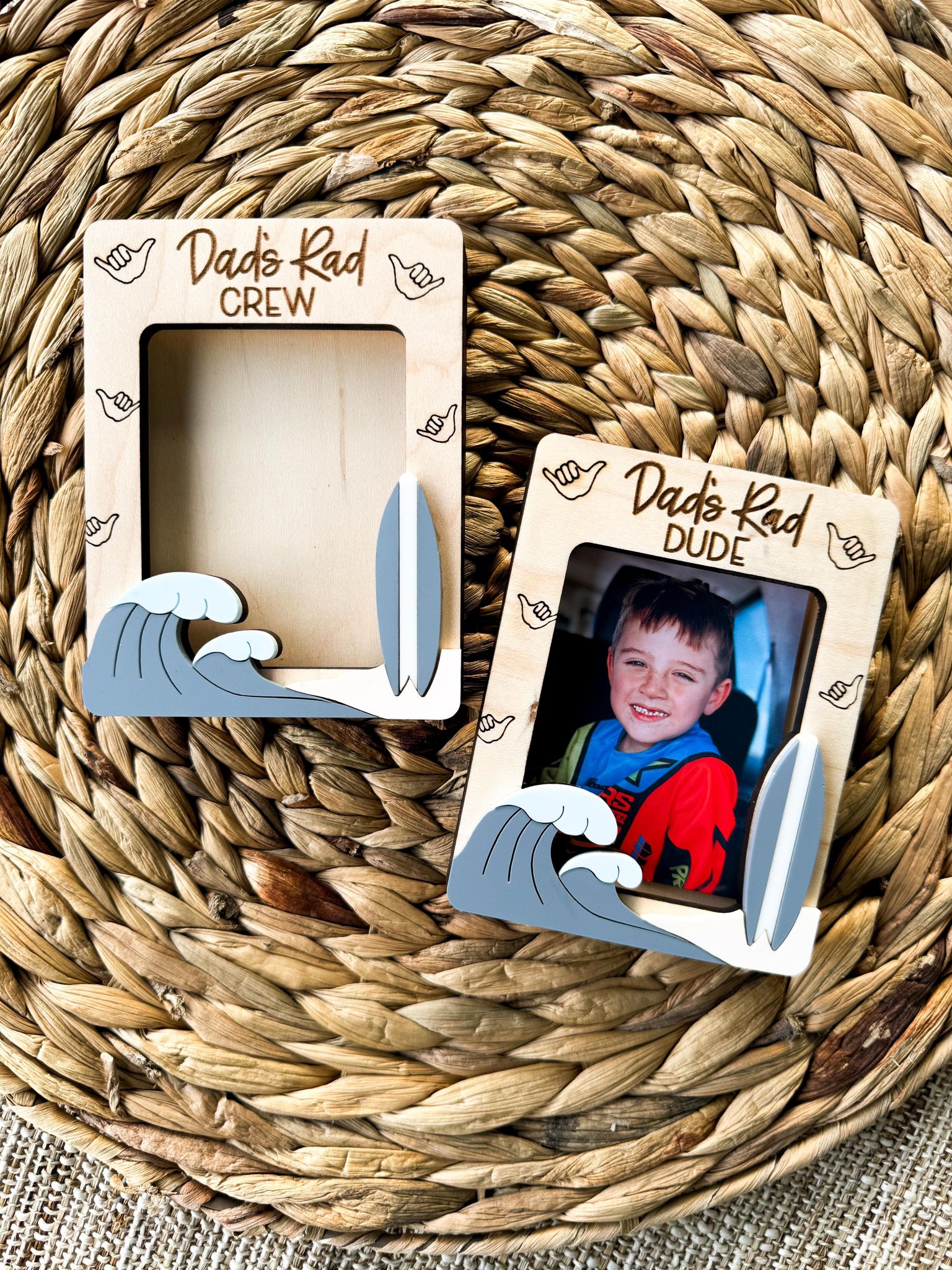 Rad Dude personalized photo magnet or visor clip in maple wood, cool Dad Father's Day gift