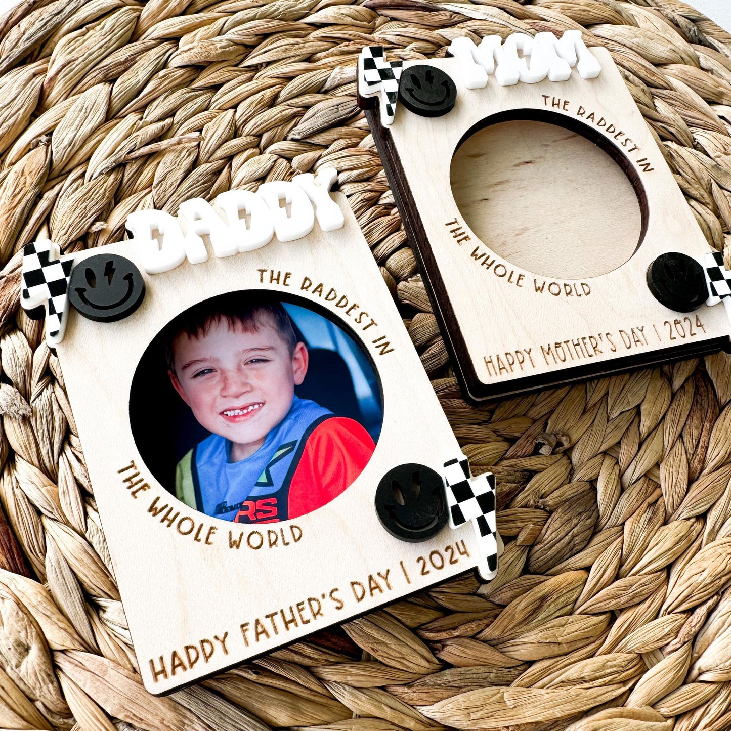 Rad Dad Lightning Bolt Photo Magnet | Dirt Bike Father's Day Gift from Kids