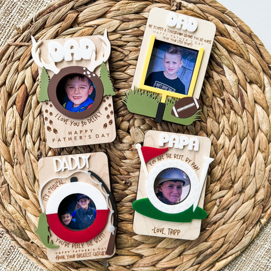 Personalized deer hunting photo magnet or visor clip, Father's Day gift for hunter dad