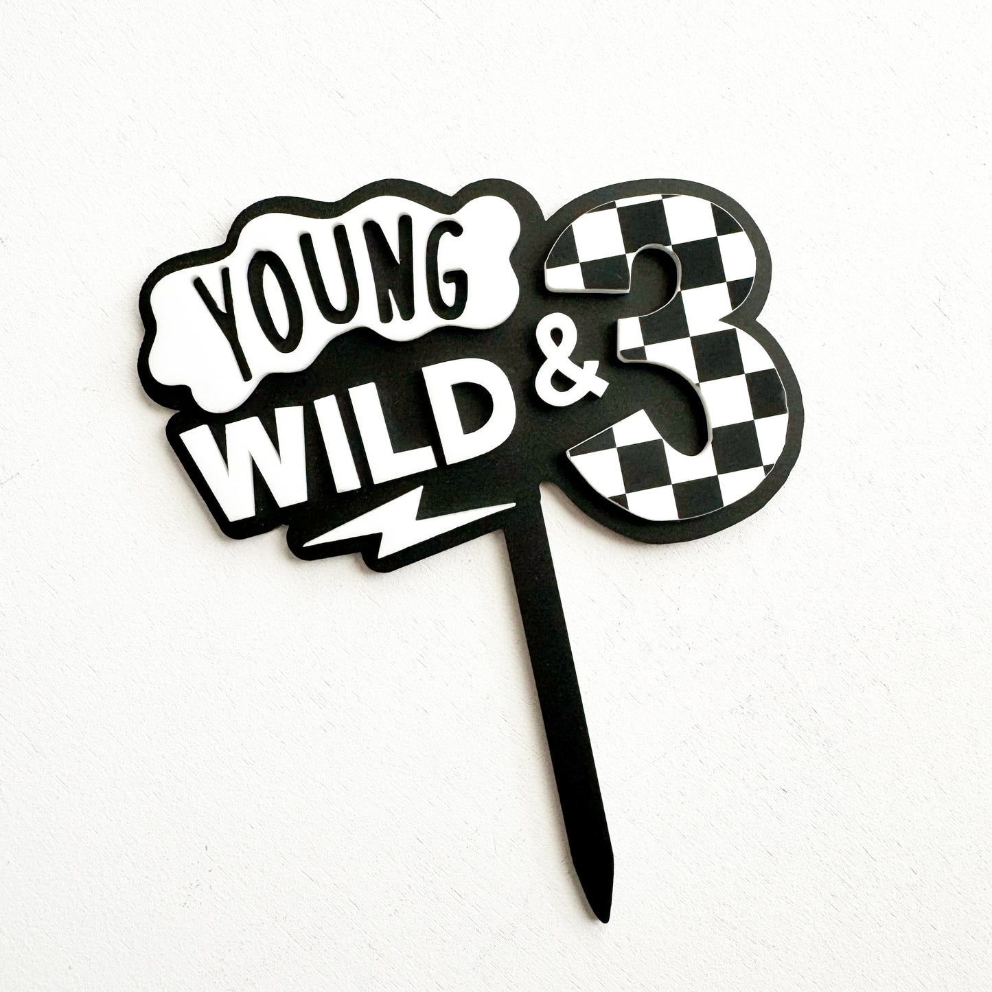 Young Wild and Three Birthday Party Cake Topper