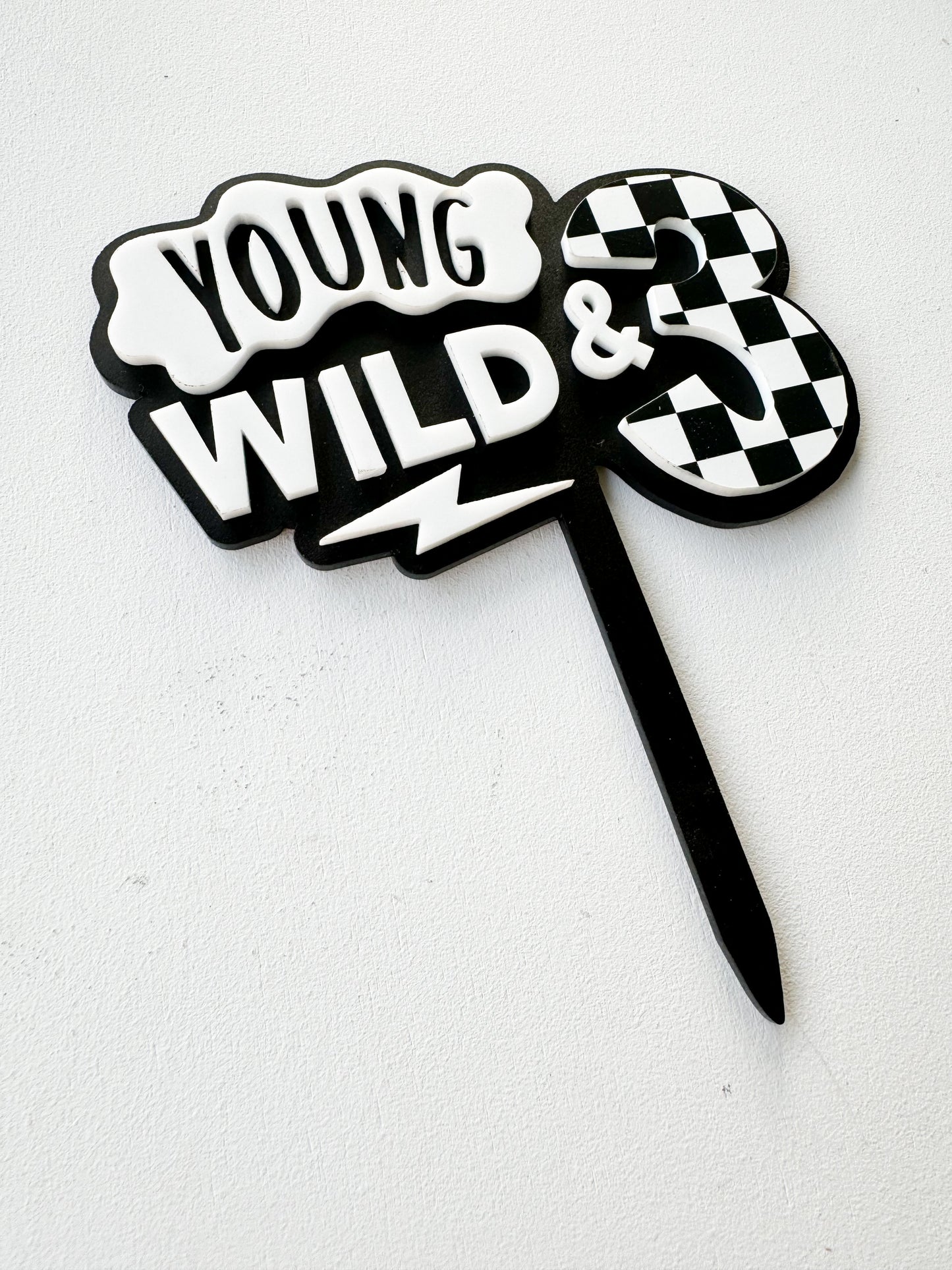 Young Wild and Three Birthday Party Cake Topper