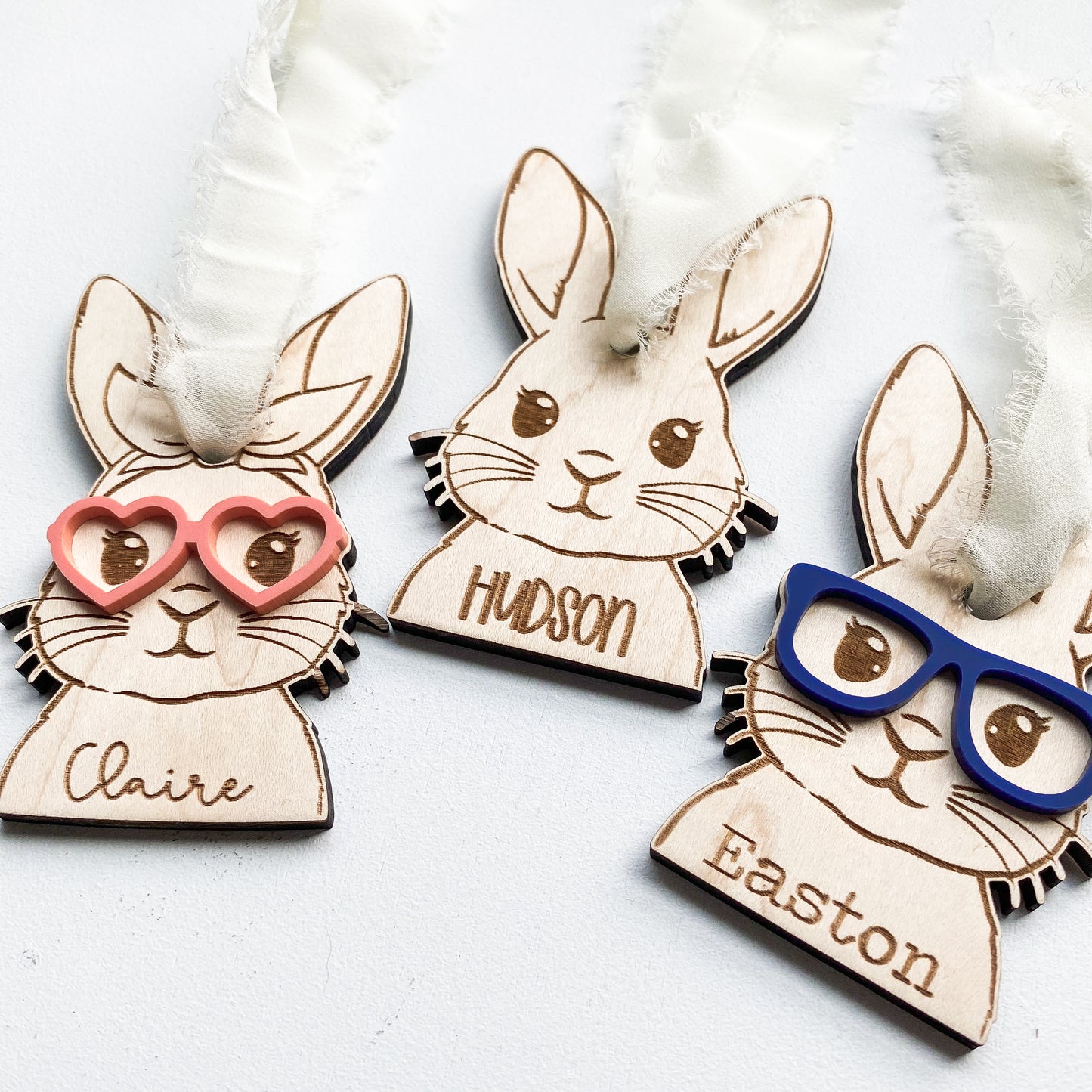 Personalized wood Easter basket name tag for kids with custom engraved name