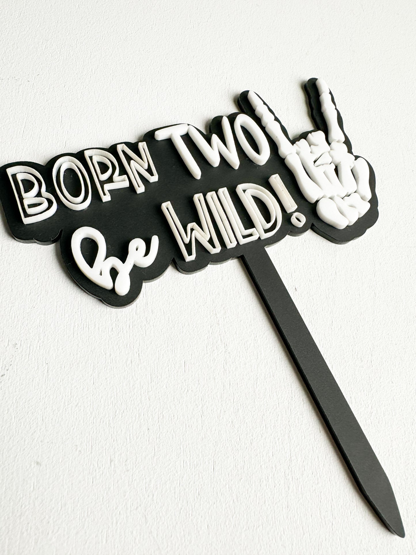 Born TWO Be Wild 2nd birthday cake topper in acrylic for rockstar birthday party