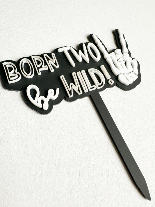 Born TWO Be Wild 2nd birthday cake topper in acrylic for rockstar birthday party