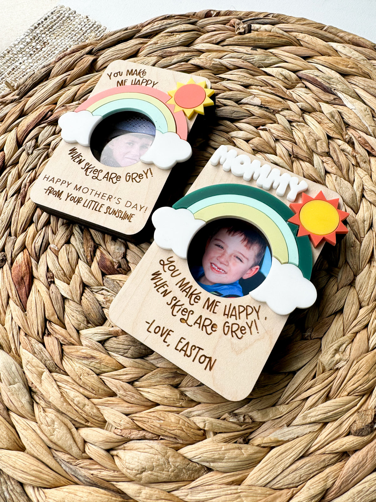 Rainbow Mother's Day magnet displayed on fridge, heartfelt gift for moms and grandmas
