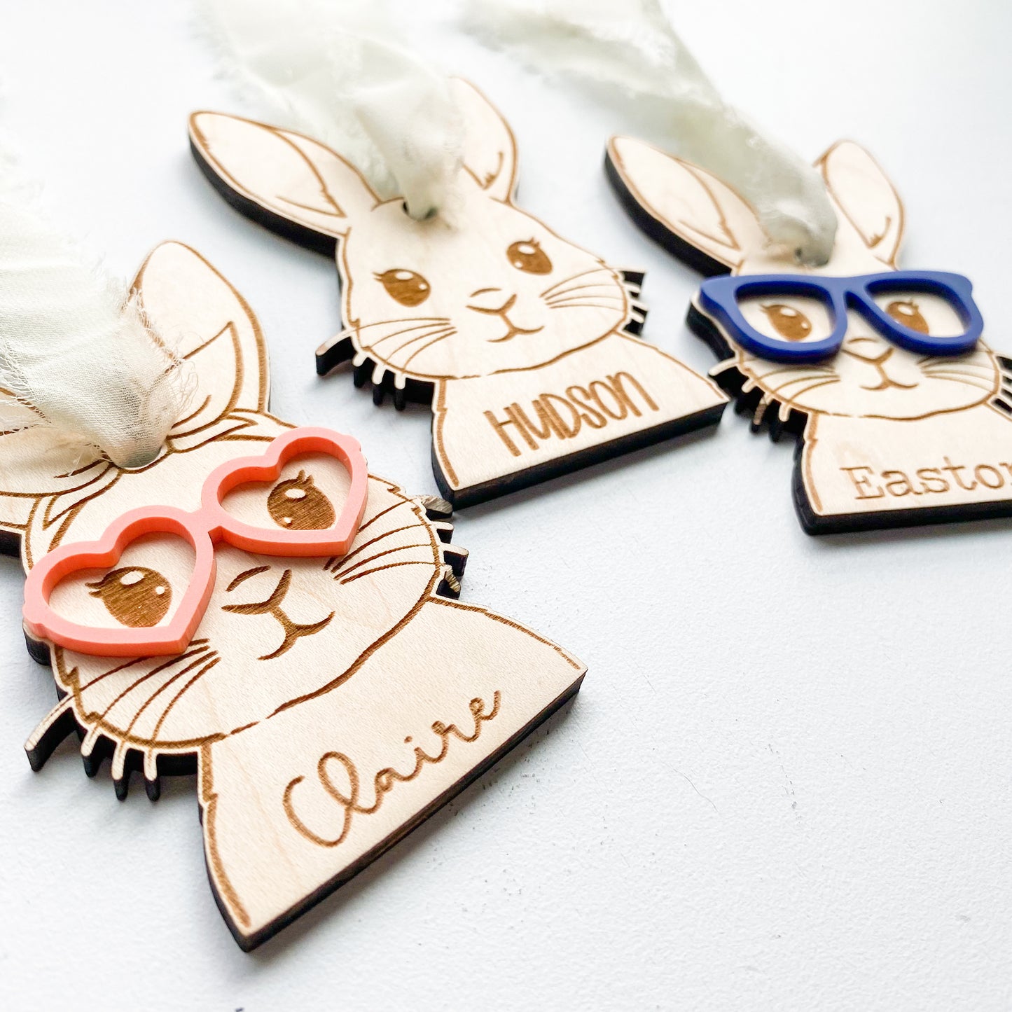 Personalized Easter name tag in wood for kids baskets, unique Easter keepsake