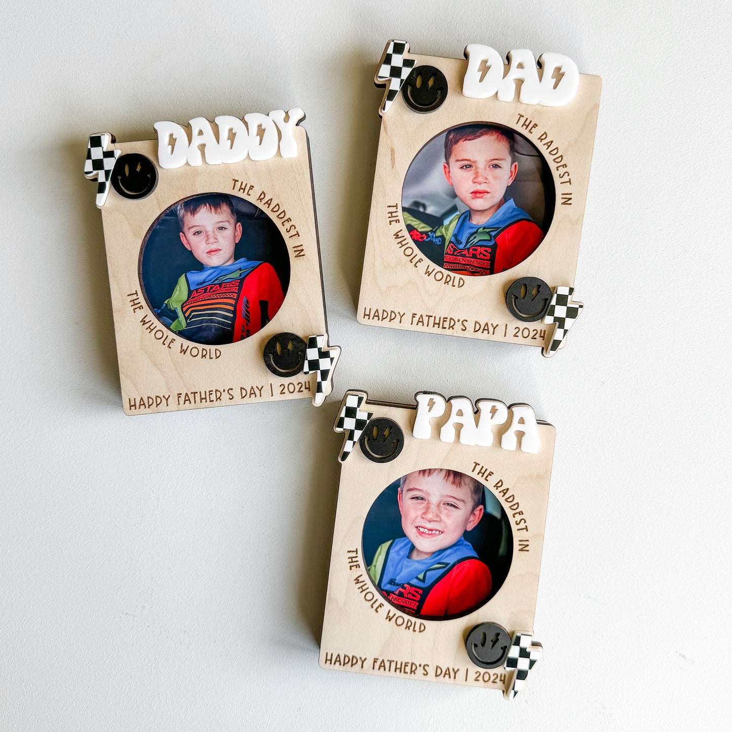 Father's Day Lightning Bolt Photo Visor Clip Magnet - Rad Dad