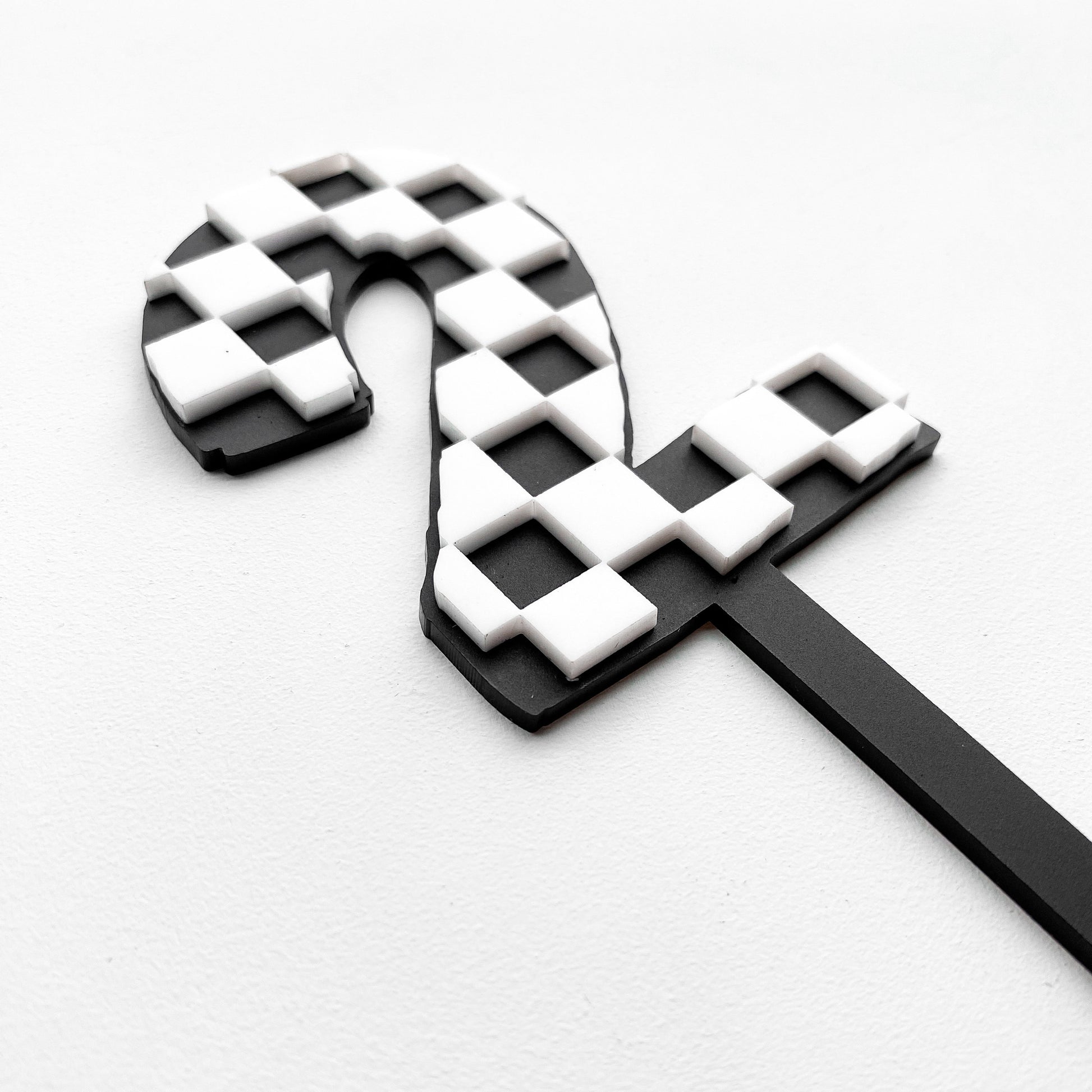 Checkerboard Number Cake Topper | Black and White Acrylic