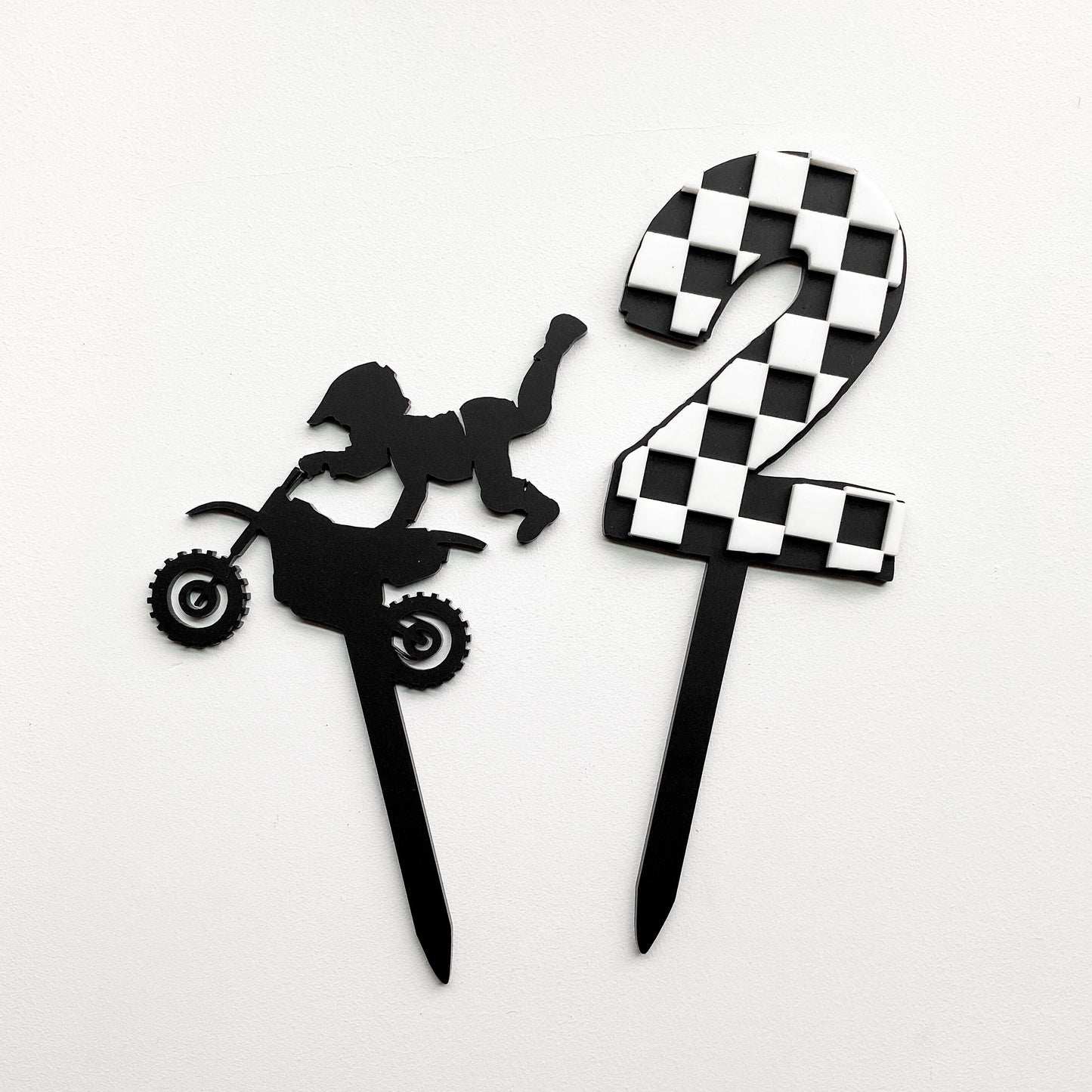 Checkerboard Number Cake Topper | Black and White Acrylic