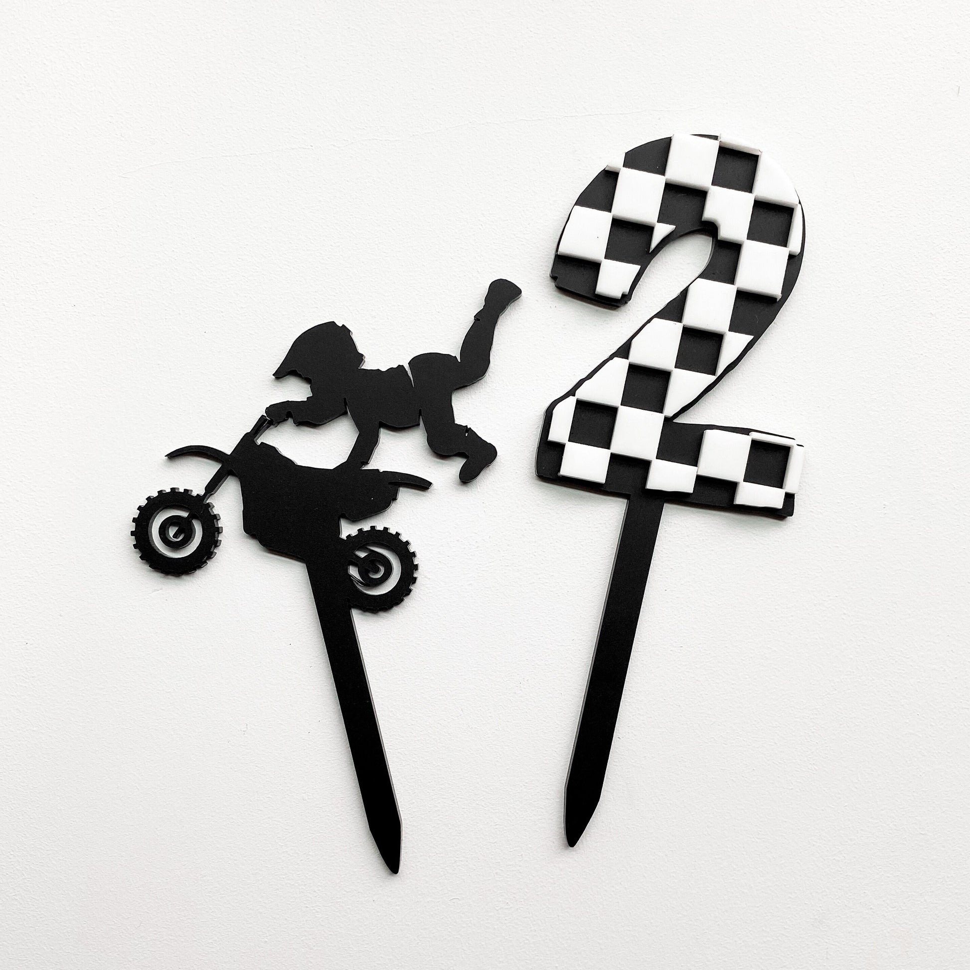 Checkerboard Number Cake Topper | Black and White Acrylic