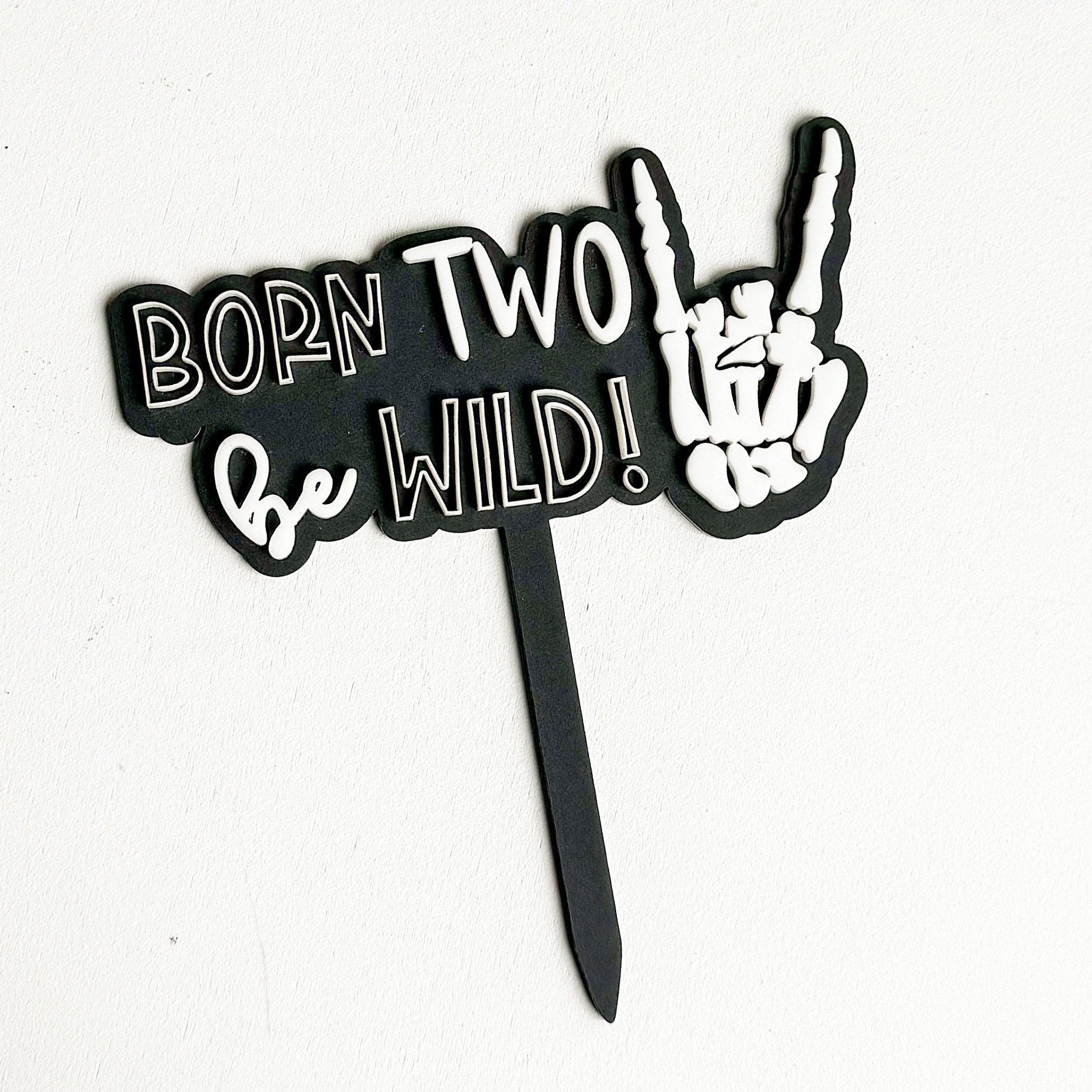 Born Two Be Wild Cake Topper | Rockstar 2nd Birthday Decor
