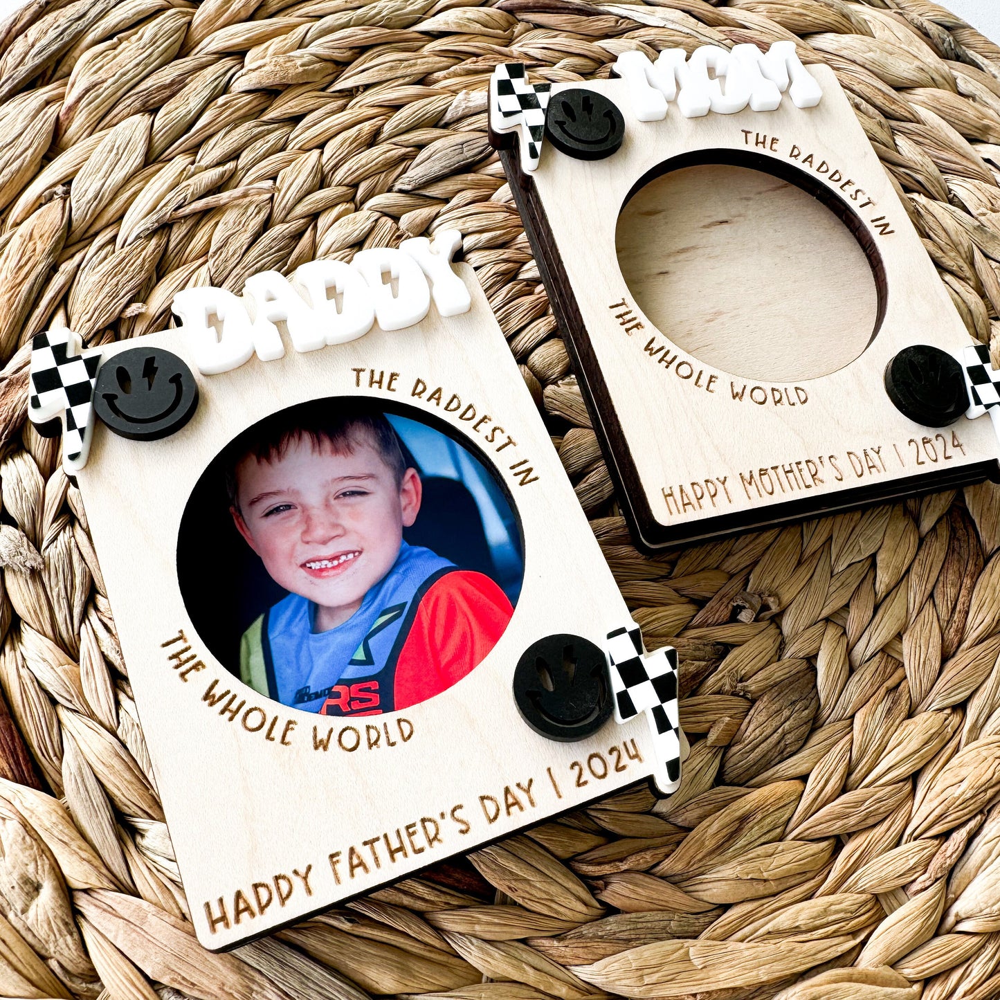 Personalized Maple Wood Photo Magnet | Christmas Father's Day Gift for Dad