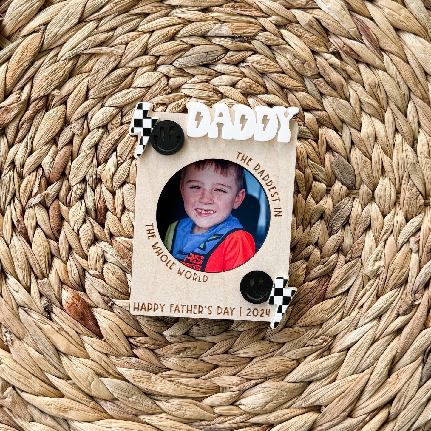 Personalized Maple Wood Photo Magnet | Christmas Father's Day Gift for Dad