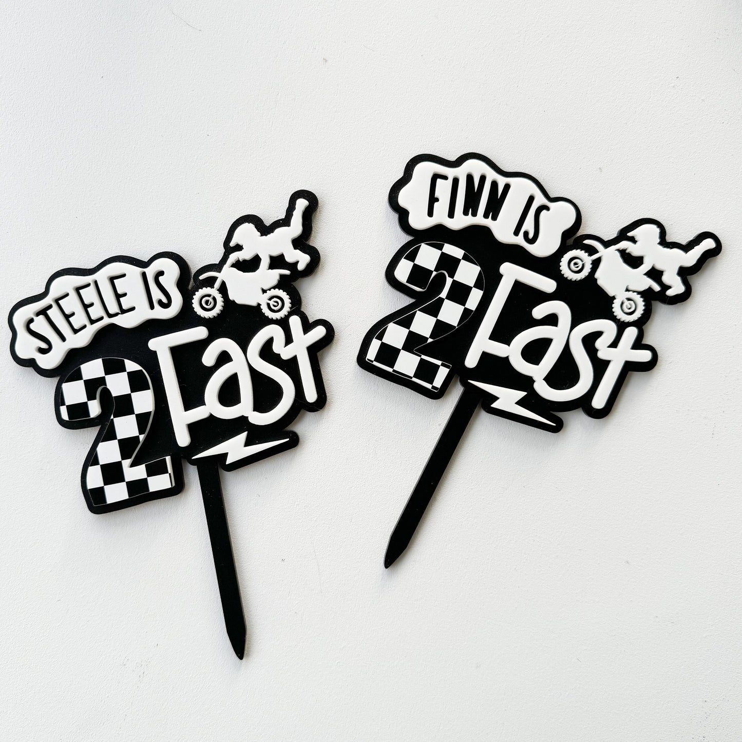Two Fast Dirt Bike Cake Topper | 2nd Birthday Party Decor