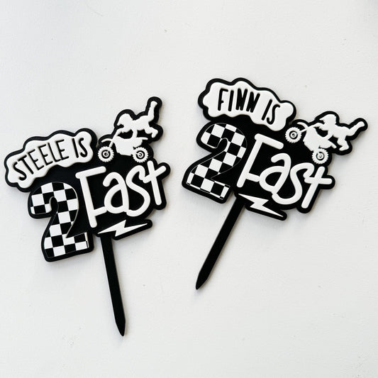 Two Fast Dirt Bike Cake Topper | 2nd Birthday Party Decor