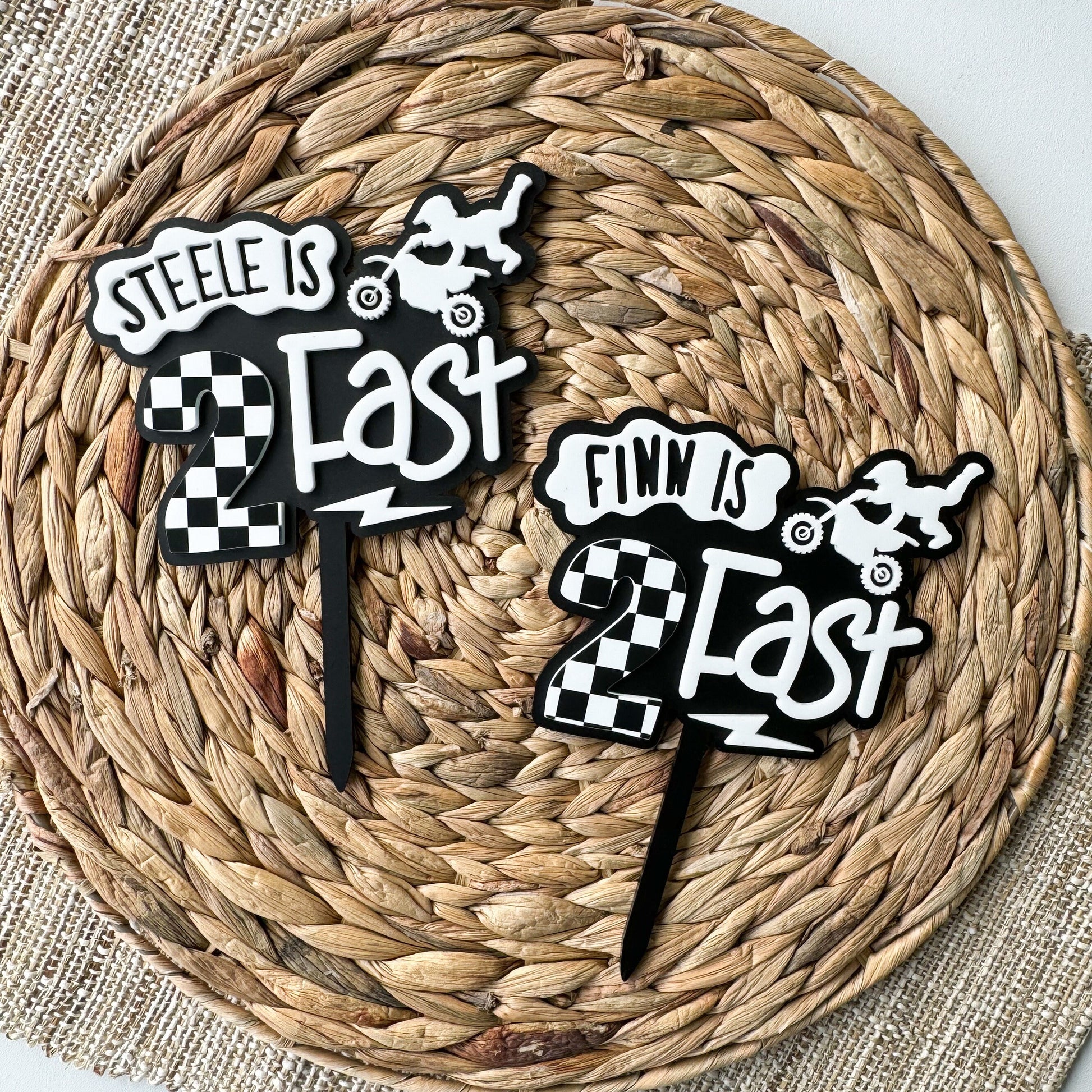 Two Fast Dirt Bike Cake Topper | 2nd Birthday Party Decor