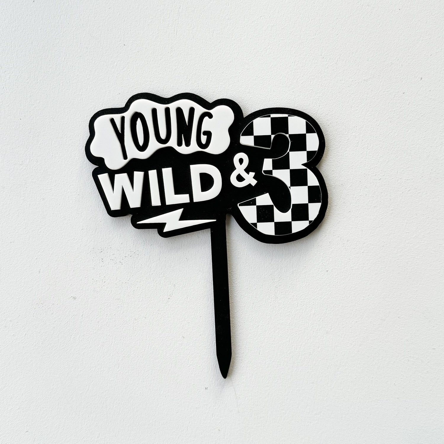 Young Wild and Three Birthday Party Cake Topper