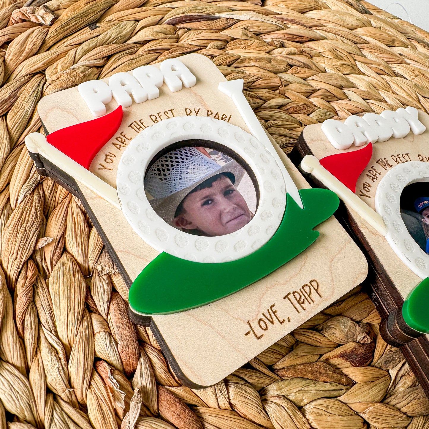 personalized papa photo frame golf design wood gift with engraved message