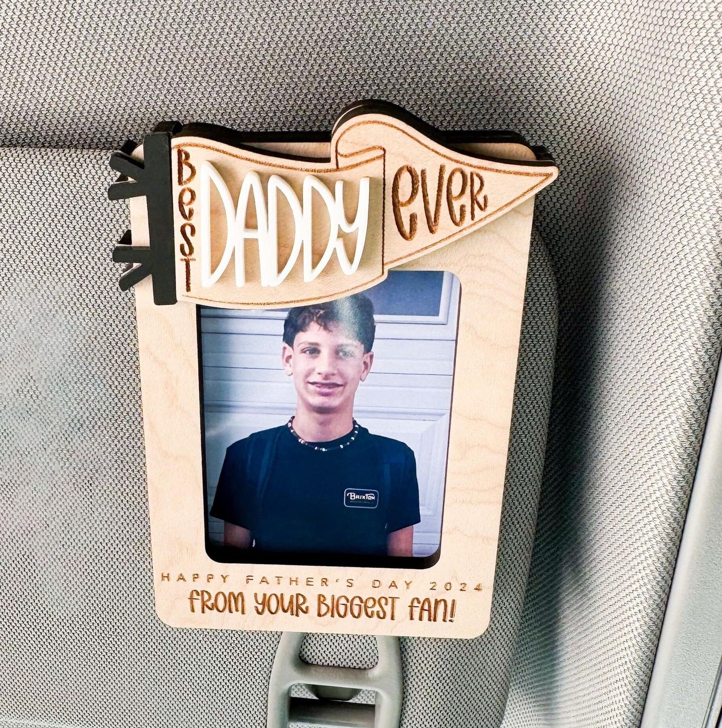 Photo Frame Visor Clip, Best Ever Mothers Day Gift, Personalized Magnet Frame, Family Picture Keepsake