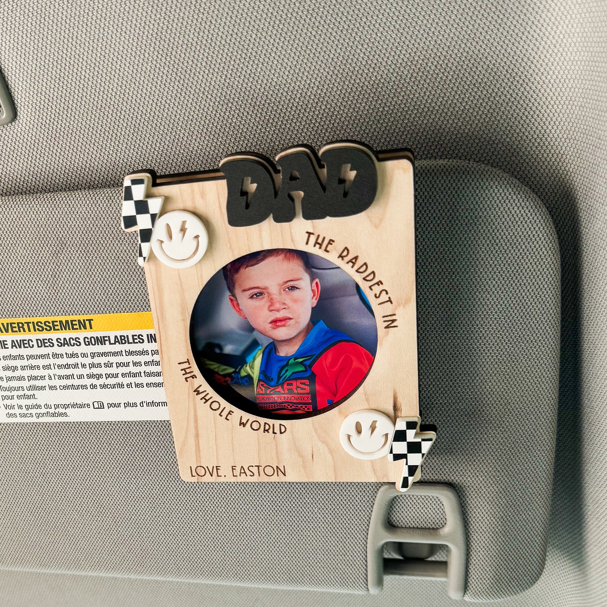 personalized dad photo frame attached to car visor clip gift for father day