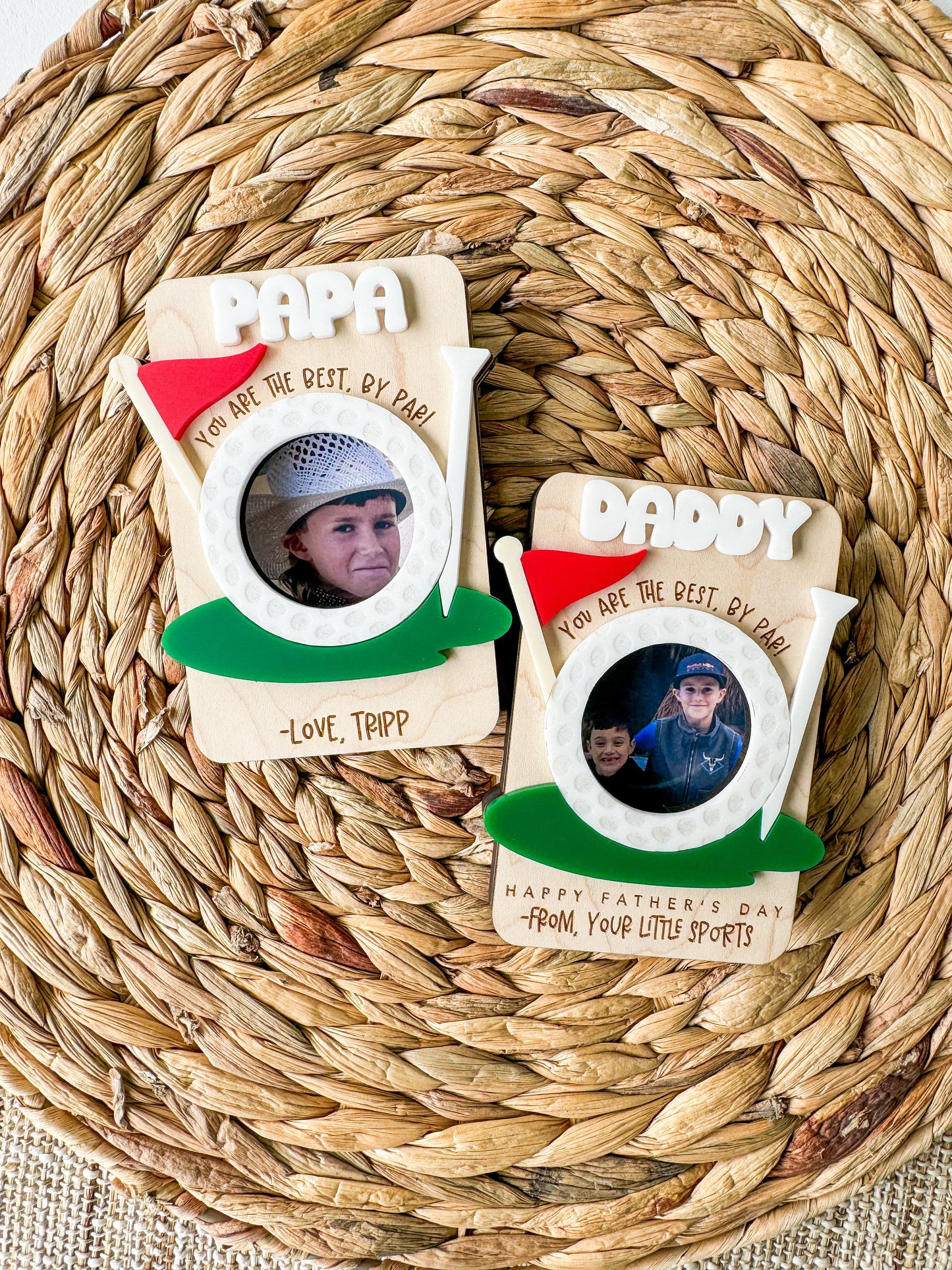Father's Day photo frame bundle with golf design, personalized for Papa and Grandpa