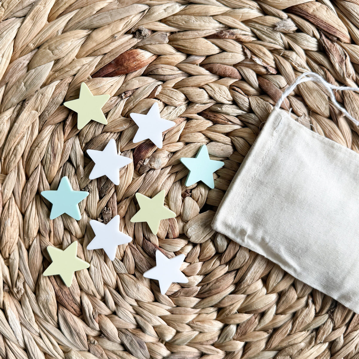 Close-up of 1 inch acrylic reward stars for classroom or home