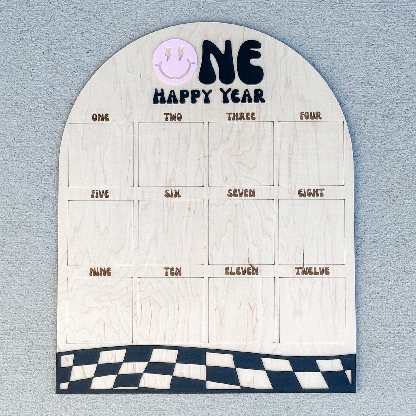 First Year Photo Board | One Happy Dude | Monthly Milestones | 1st Birthday Party Decor | One Year of | Checkerboard | My First Year | Cool