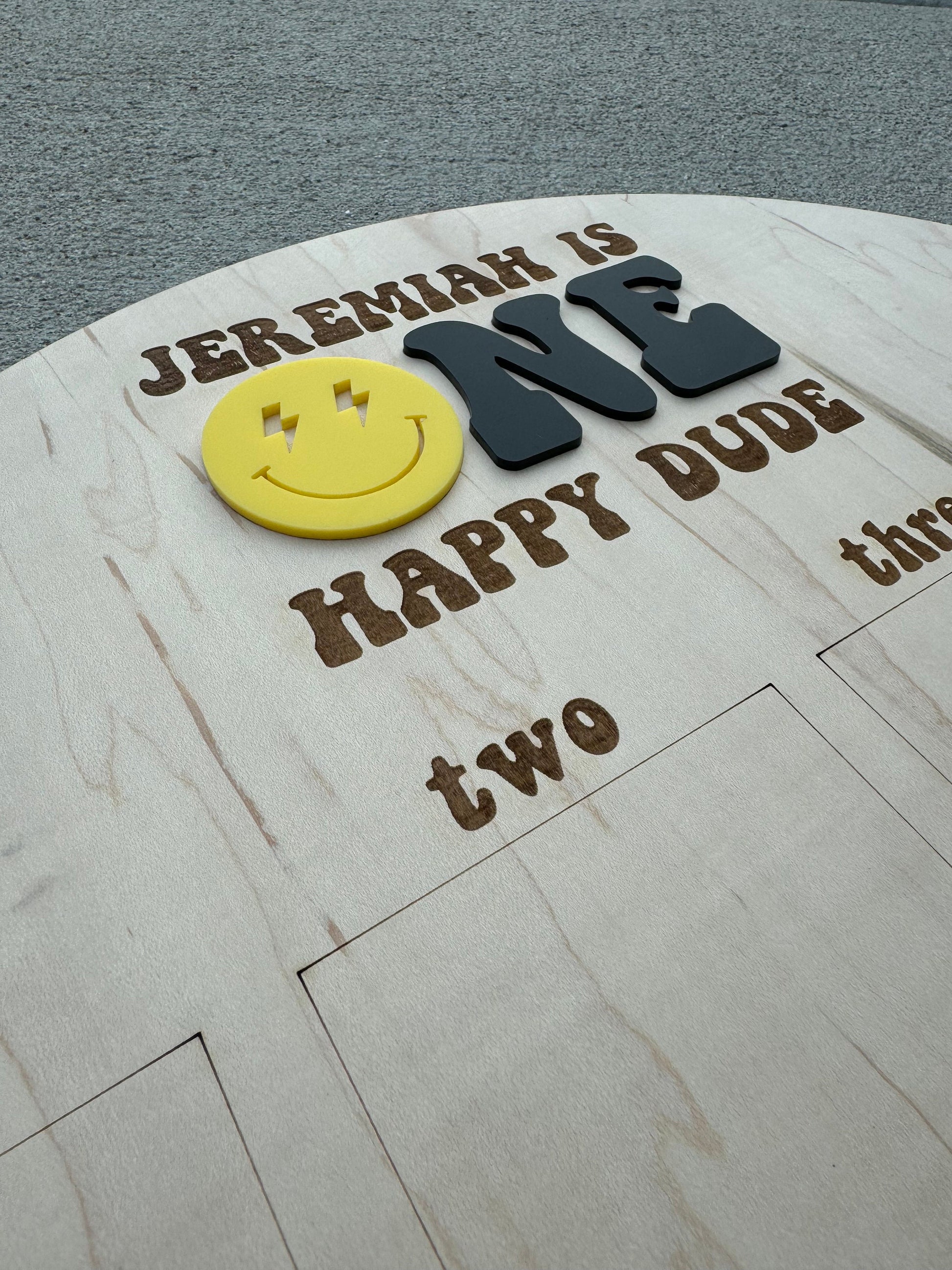 Personalized One Rad Dude first year photo display board for first birthday party