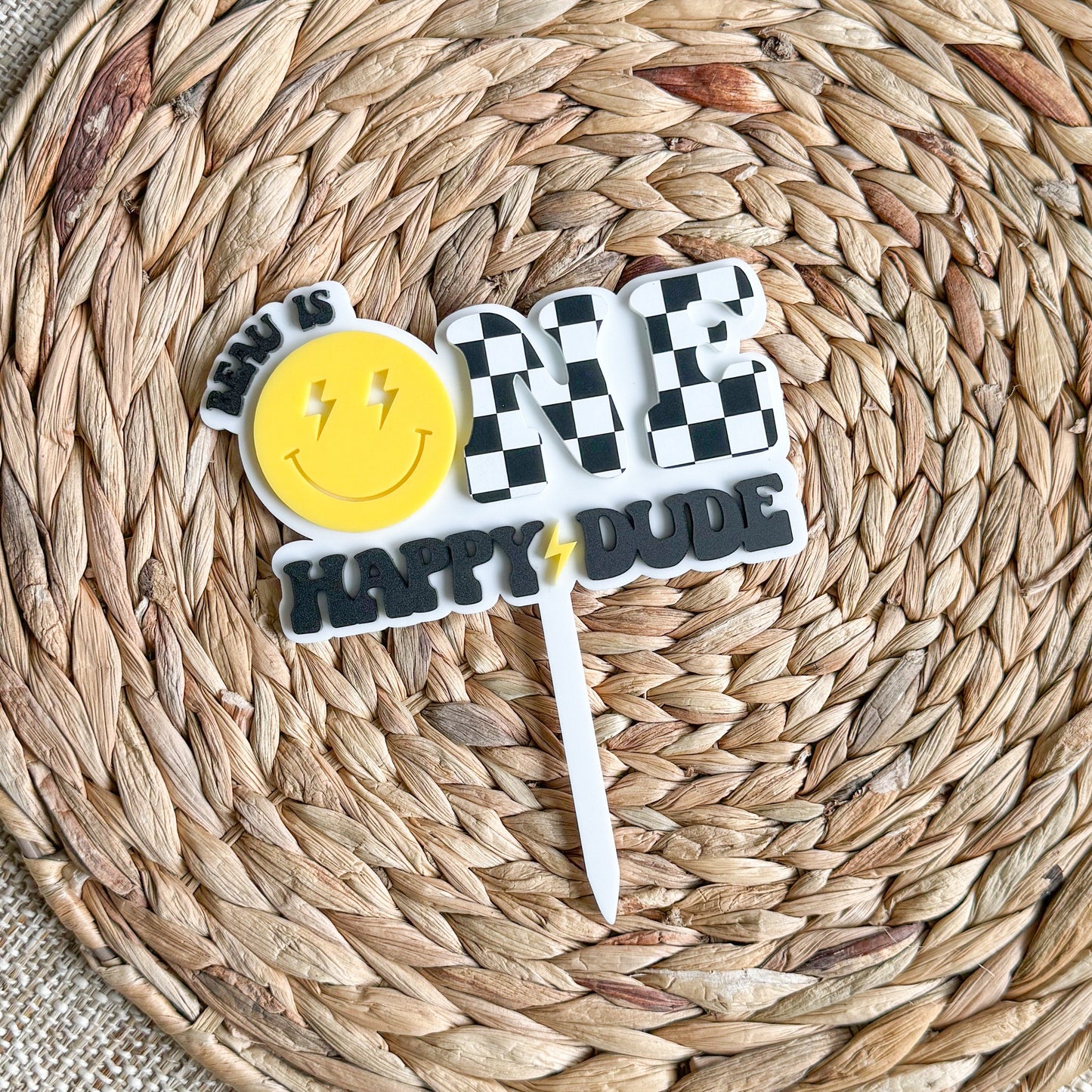 One Cool Dude Cake Topper | Birthday Party Decor | 1st birthday Party | boys birthday theme | Cake Topper Birthday | Checker Party Decor |