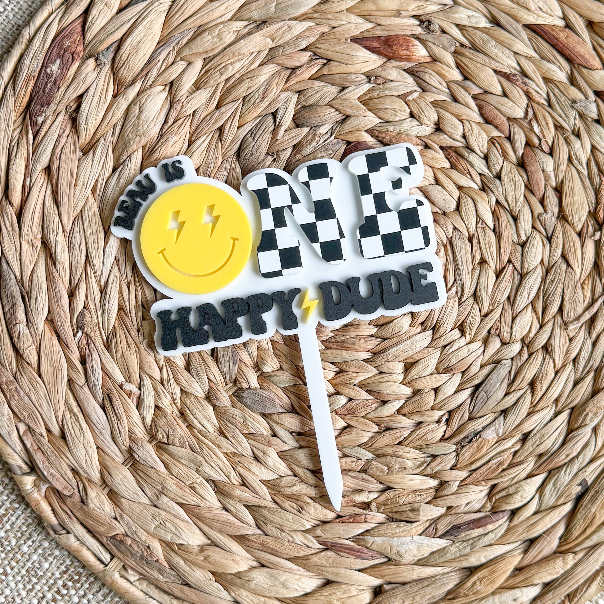 Too Cool Cake Topper | Retro Checkered Birthday Decor