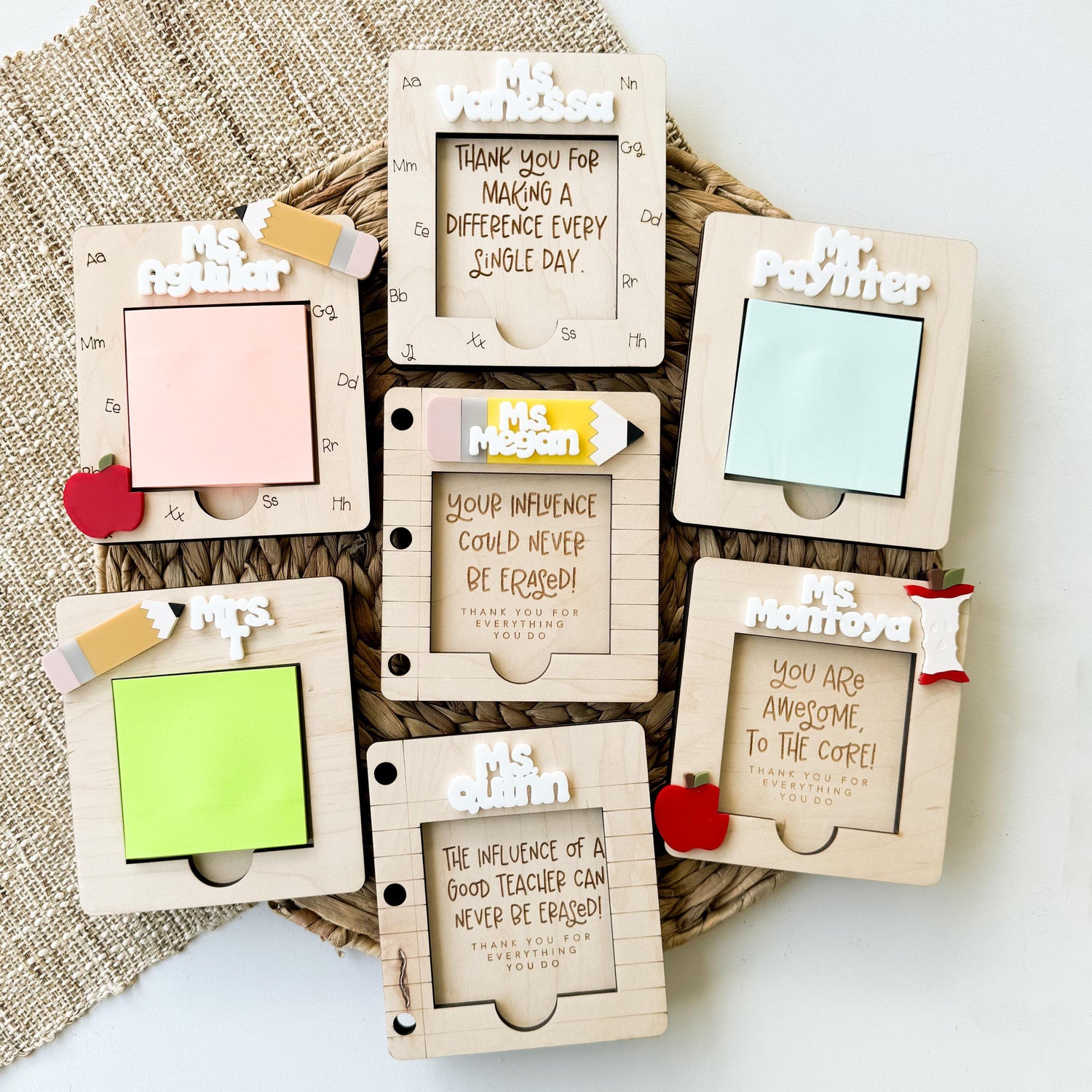 Teacher Gift | Note Pad Holder | Custom Notepad Gift | Christmas Gift from Student | Teacher Appreciation Week | Sticky Note | Personalized