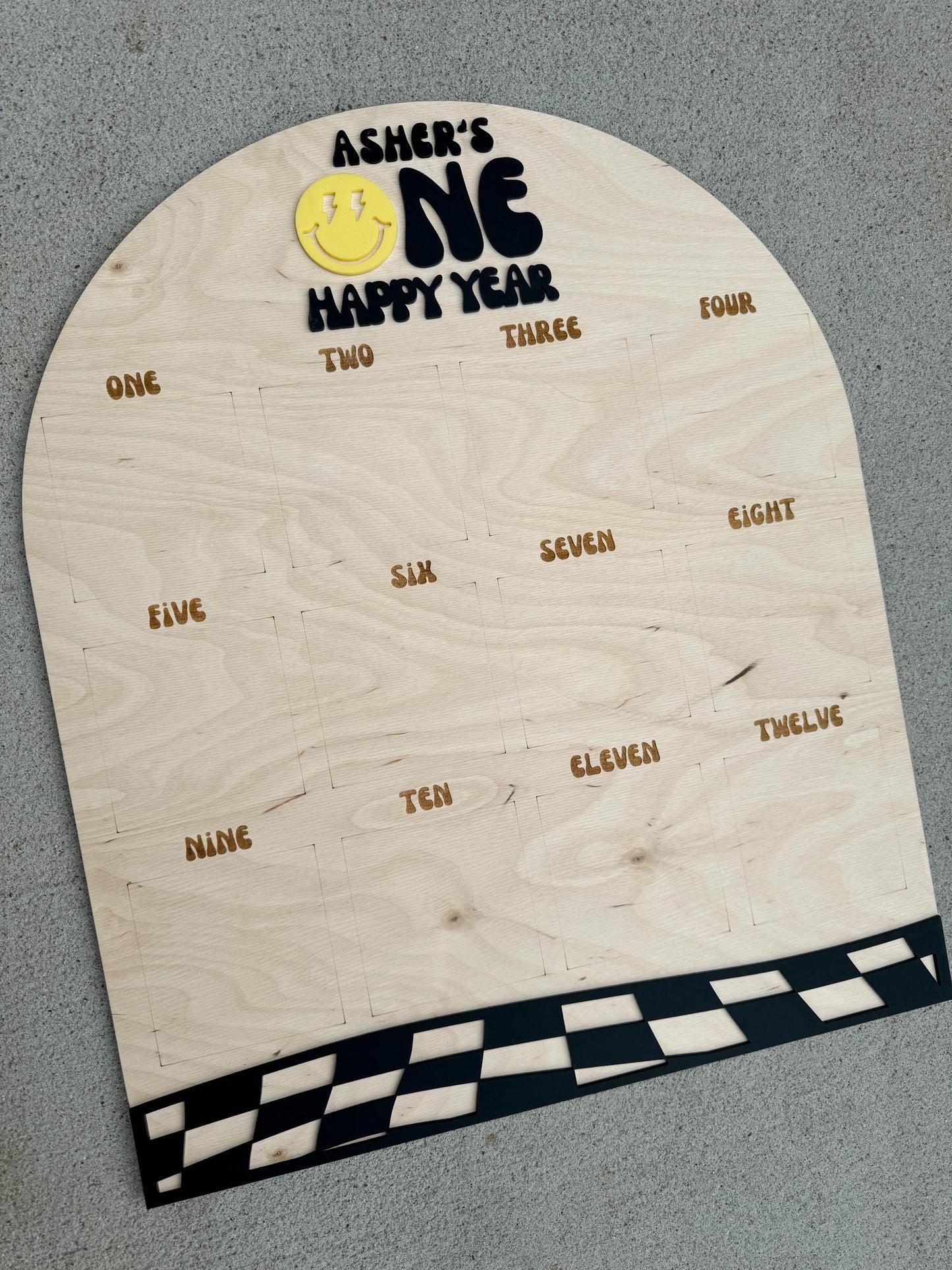 First Year Photo Board | One Happy Babe | Monthly Milestones | 1st Birthday Party Decor | One Year of | Checkerboard | My First Year | Dude
