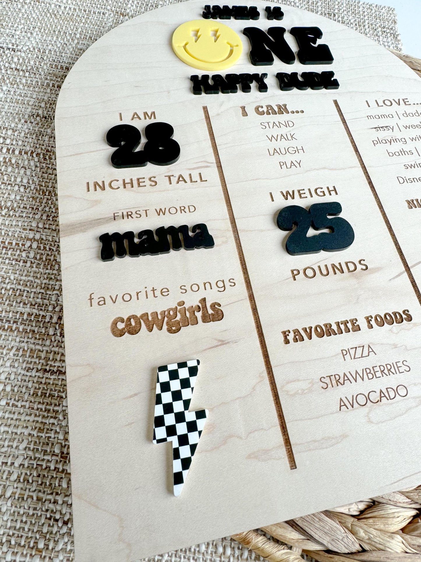 First Birthday Milestone Stat Board | One Happy Dude | My 1st Year Party Decor