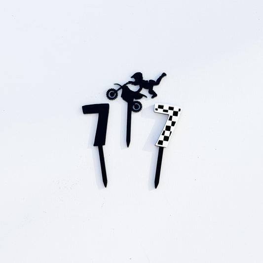 Acrylic Cup Cake Topper | Birthday Party Decor | Dirt Bike Party | boys motocross birthday theme | Cupcake Birthday decor | checkerboard